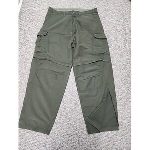 REI 36x30 Men's Explorer Hiking Convertible Cargo Pants Green Cotton Blend